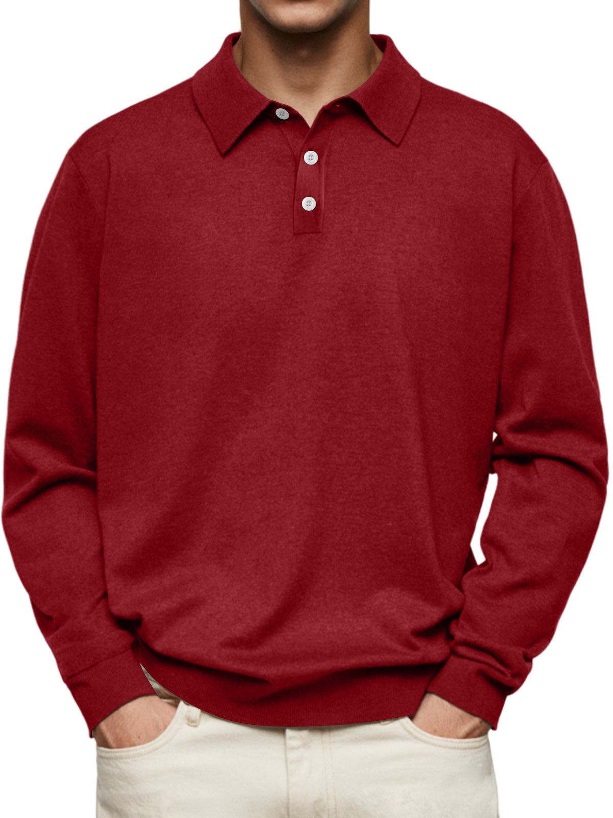 CLEARANCE🔥 Men's Casual and Comfortable Solid Color Lapel Long Sleeve POLO Shirt(buy 2 free shipping)