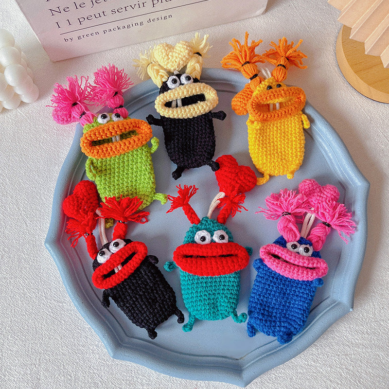Hand-knitted👋🧶Big-Mouth Monster Car Key Pouch