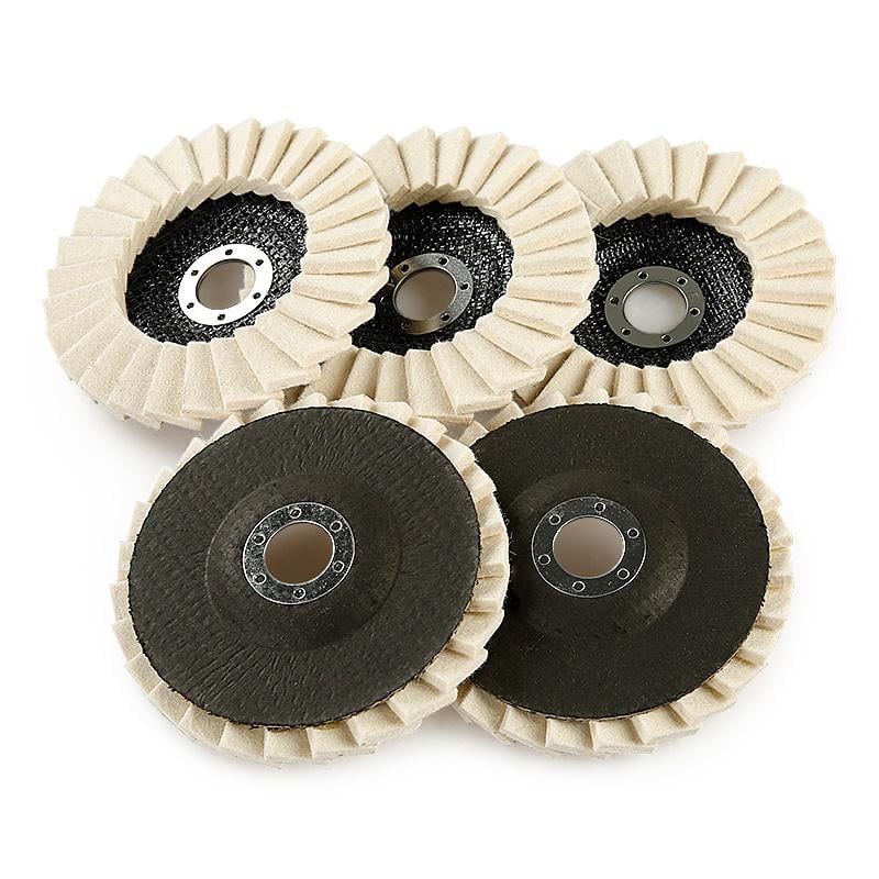 5PCS 5Inch Wool Polishing Wheels Set for Angle Grinders High Gloss Mirror Finish on Metal Glass Ceramic Stone Durable Efficient Design