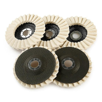 5PCS 5Inch Wool Polishing Wheels Set for Angle Grinders High Gloss Mirror Finish on Metal Glass Ceramic Stone Durable Efficient Design