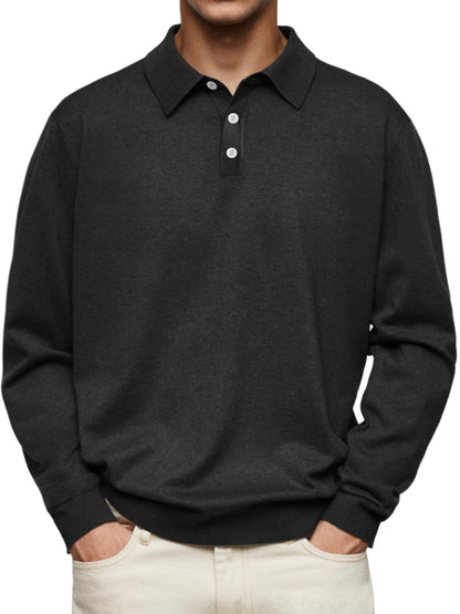 CLEARANCE🔥 Men's Casual and Comfortable Solid Color Lapel Long Sleeve POLO Shirt(buy 2 free shipping)