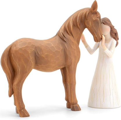 ⏰LAST DAY PROMOTION SAVE 50%🔥Girl Embraces Horses Figurine