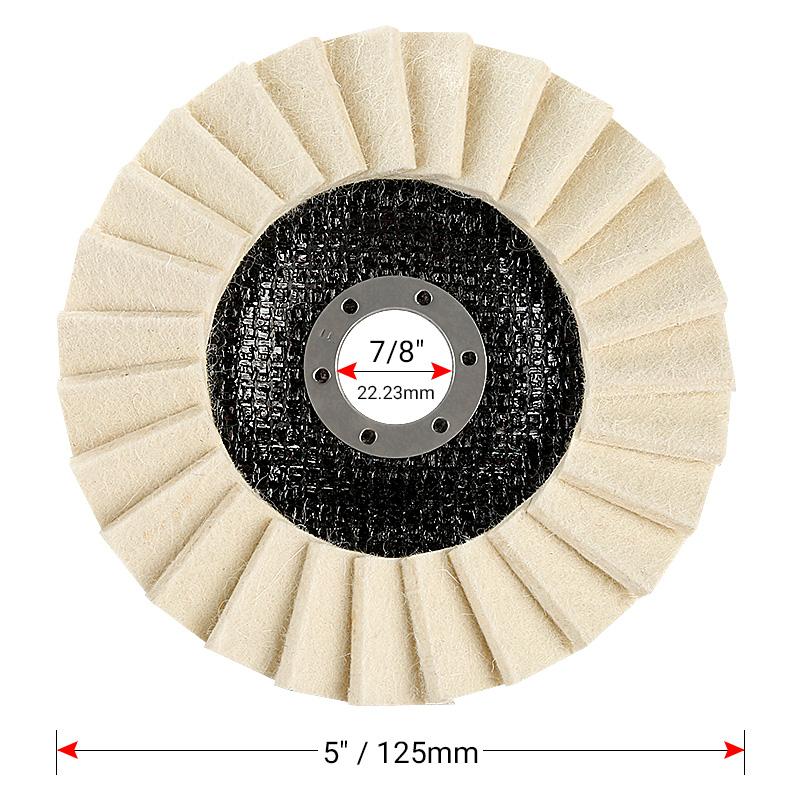 5PCS 5Inch Wool Polishing Wheels Set for Angle Grinders High Gloss Mirror Finish on Metal Glass Ceramic Stone Durable Efficient Design