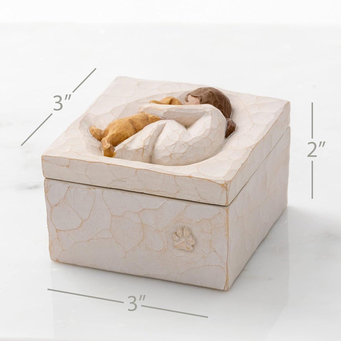 Box for Jewelry and Treasures with Bas-Relief Carving of Girl with Puppy Dog