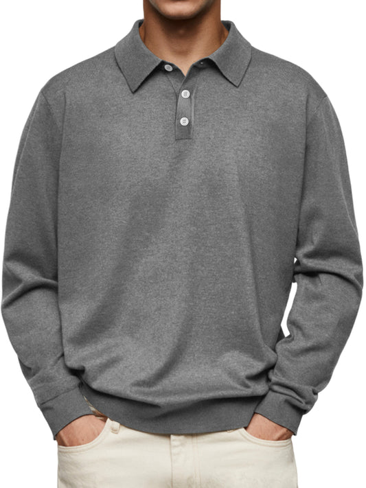 CLEARANCE🔥 Men's Casual and Comfortable Solid Color Lapel Long Sleeve POLO Shirt(buy 2 free shipping)