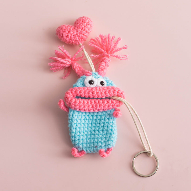 Hand-knitted👋🧶Big-Mouth Monster Car Key Pouch