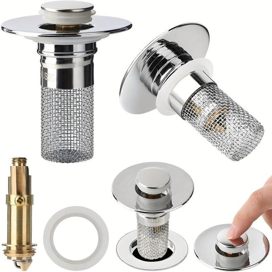 🔥LAST DAY 49% OFF - Bathroom Sink Stopper Hair Catcher, Universal Pop Up Sink Drain Filter with Stainless Steel Filter Basket, Bathroom Sink Drain Strainer