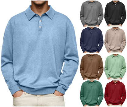 CLEARANCE🔥 Men's Casual and Comfortable Solid Color Lapel Long Sleeve POLO Shirt(buy 2 free shipping)