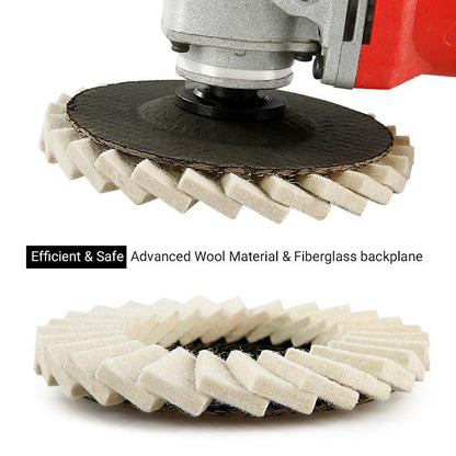 5PCS 5Inch Wool Polishing Wheels Set for Angle Grinders High Gloss Mirror Finish on Metal Glass Ceramic Stone Durable Efficient Design