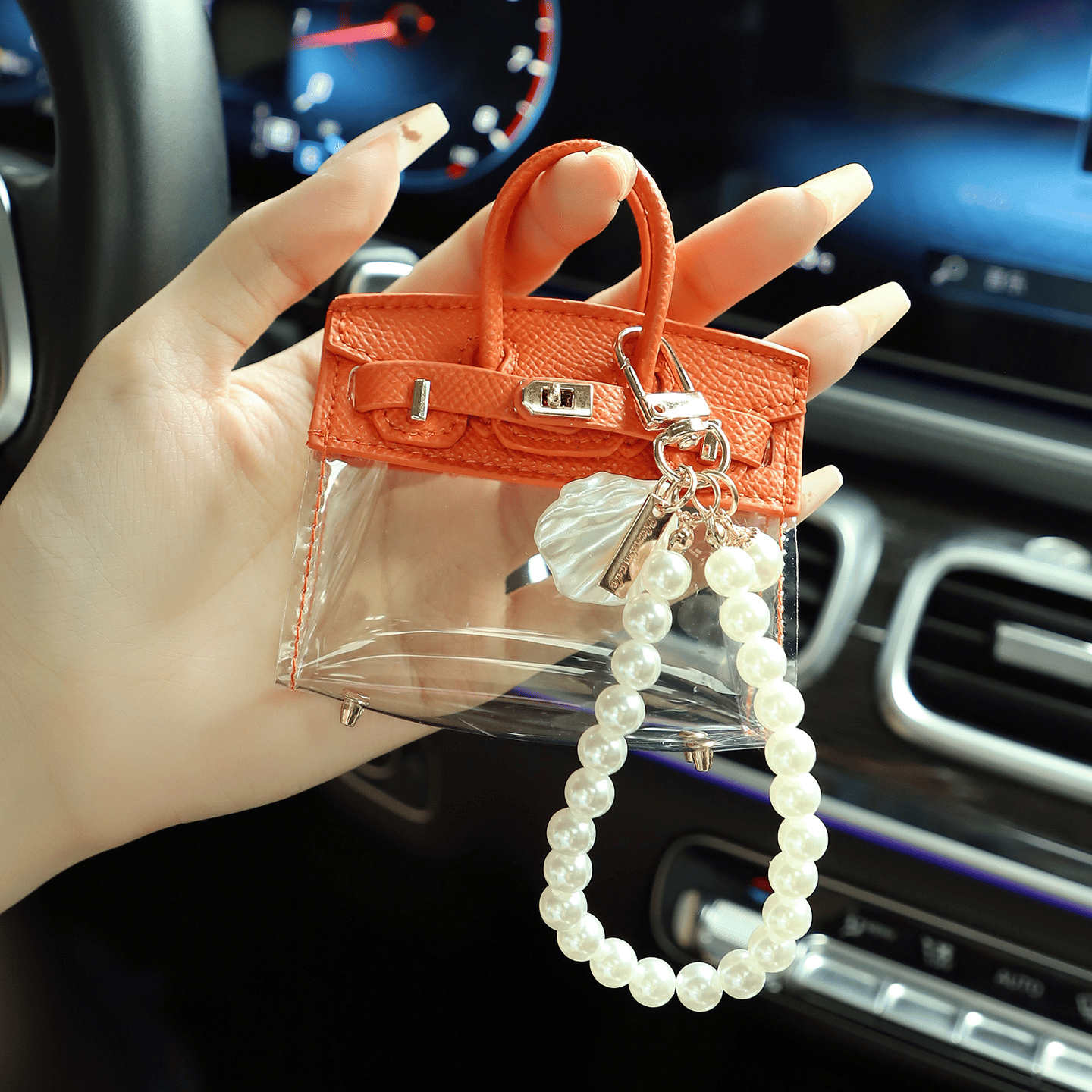 Cute Car Keychain Bag for Women 🚗💖 Elegant Handbag-like Key Fob Case & Small Wallet 👜