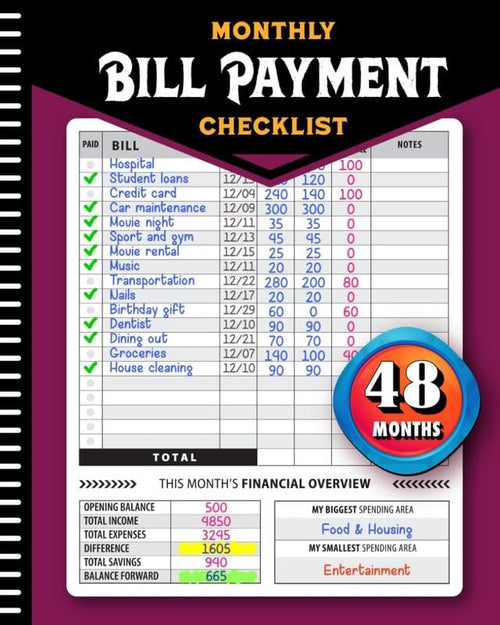 🔥Bill Payment Tracker: monthly bills organizer / bill tracker