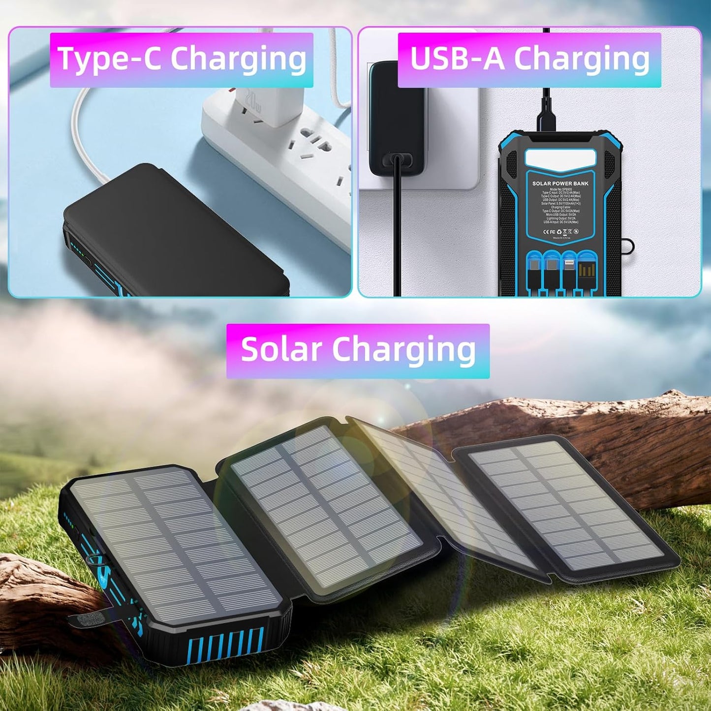 Outdoor Foldable Solar Large Capacity Charger Mobile Power Bank(FREE SHIPPING)