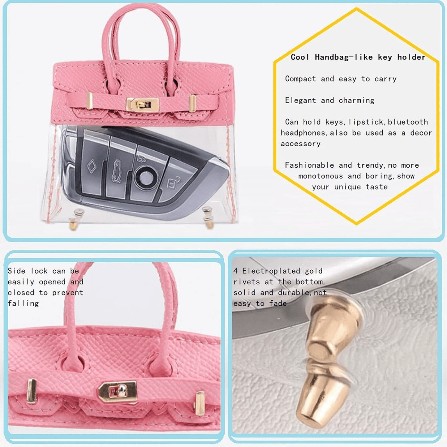 Cute Car Keychain Bag for Women 🚗💖 Elegant Handbag-like Key Fob Case & Small Wallet 👜